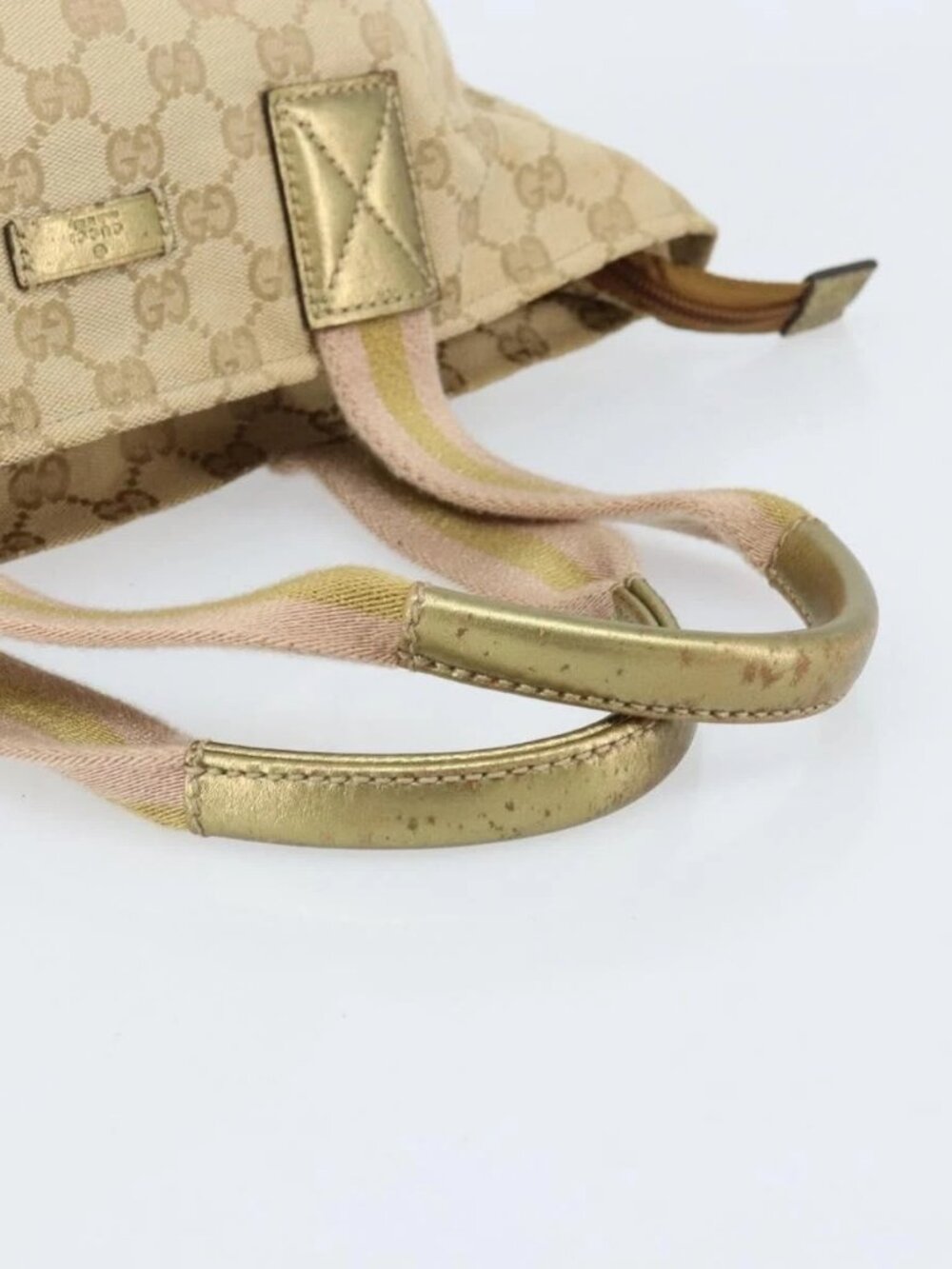 GUCCI GG Canvas Hand Bag Beige Gold 131228 Auth gh1835 - Picture 7 of 16
